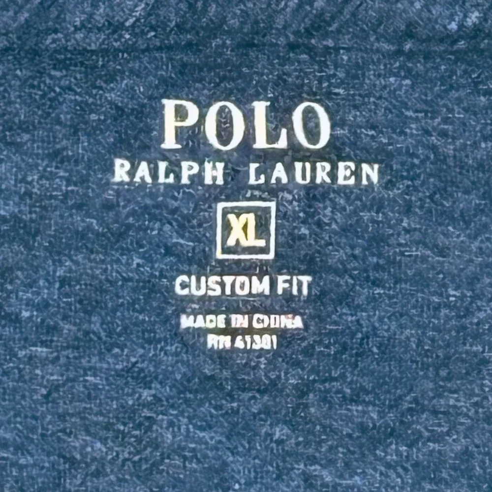 Polo Ralph Lauren Shirt Mens XL Blue Long Sleeve Tee Custom Fit Cotton‎ Preppy